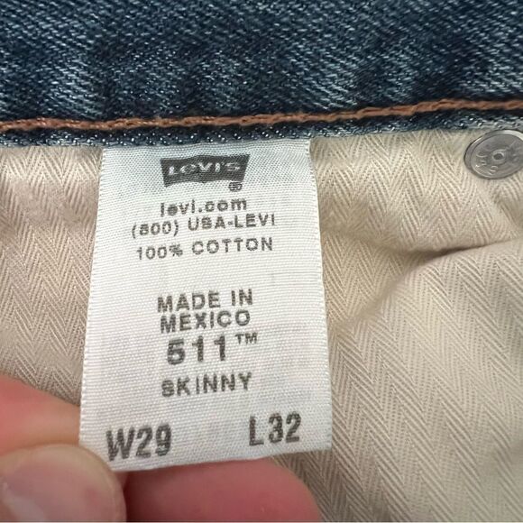 Levi's 511 Jeans Mens Size 29x32 Skinny Fit Classic Blue Denim 100% Cotton - Picture 11 of 15